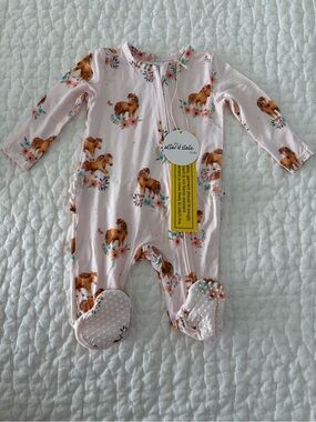 NWT Angel Dear/Altar'd State Kids Bamboo Ruffle Back Pony Horse Footie Pajama